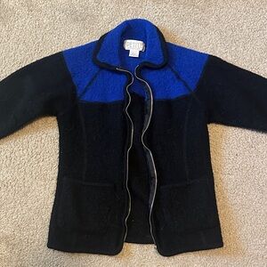 Petite Sophisticate Black and Blue Sweater Blazer